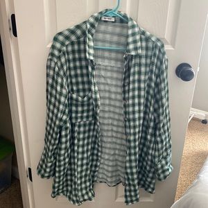 Green plaid button up